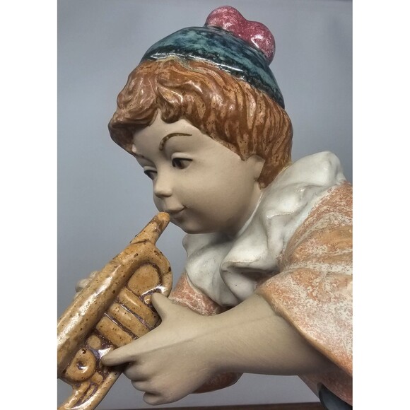 Vtg Nadal Handcrafted Spanish Porcelain Harlequin Figurine Playing Trumpet 11.5" - Picture 7 of 16